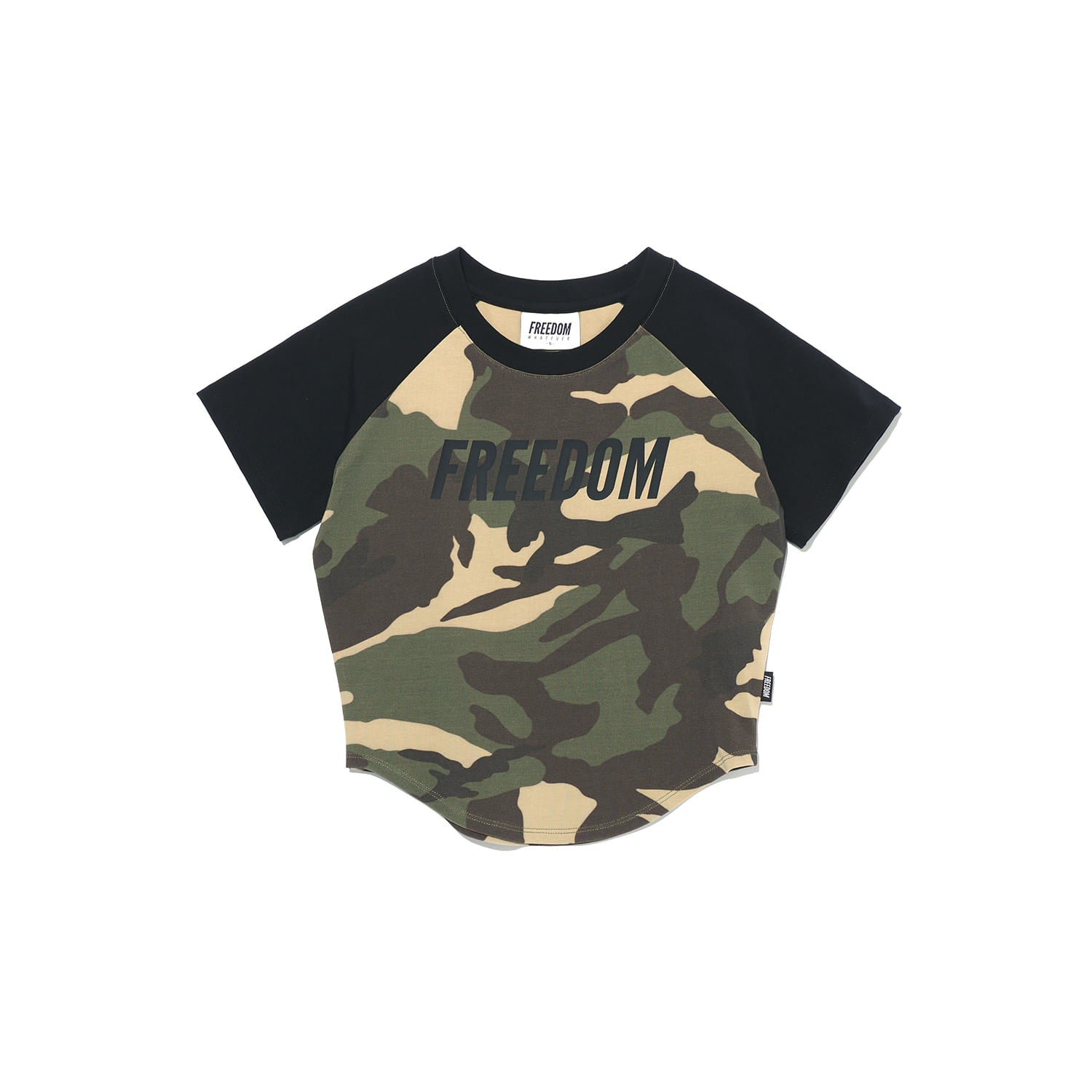 เสื้อยืดแขนสามส่วนลายพิมพ์โลโก้สำหรับผู้หญิง (ลายพรางดำ)