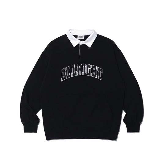 ALLRIGHT เสื้อสเวตเชิ้ตคอปก Rugby (สีดำ)