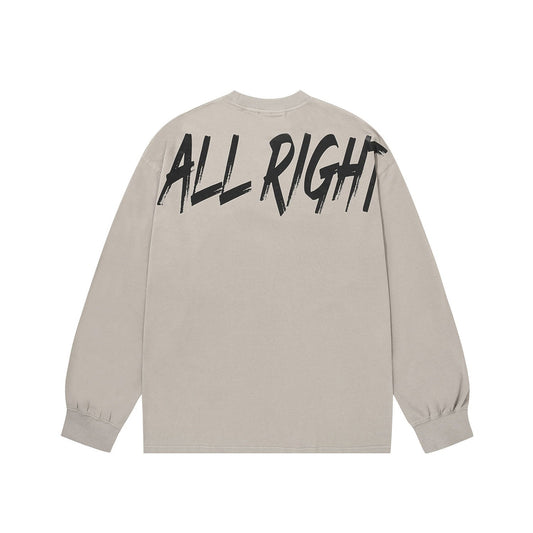 เสื้อยืดแขนยาวพิมพ์ลายด้านหลังรุ่น ALLRIGHT (สีเทา)