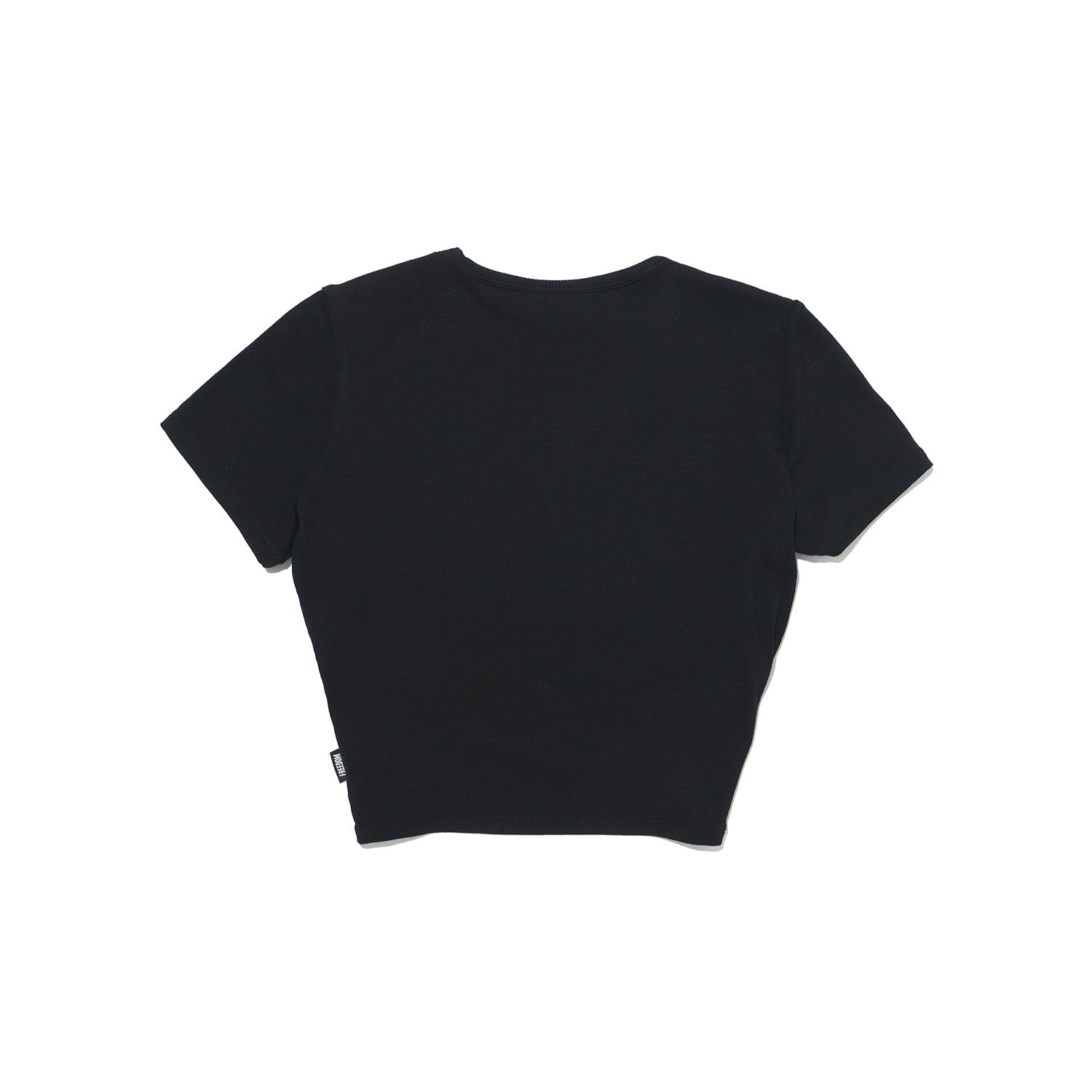 เสื้อครอปแขนสั้นผ้าลายทางบิดเกลียว (สีดำ)