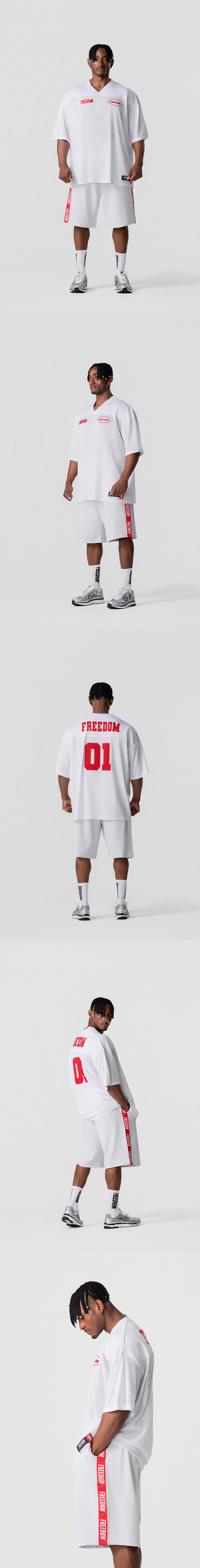 เสื้อรักบี้ตาข่าย FREEDOM (สีขาว)