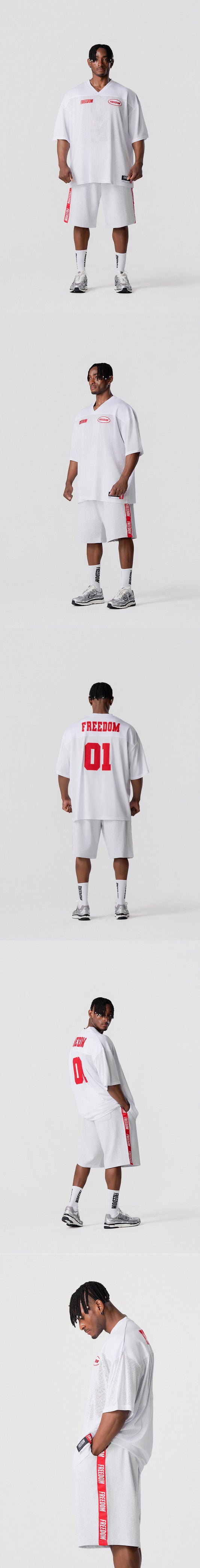 เสื้อรักบี้ตาข่าย FREEDOM (สีขาว)