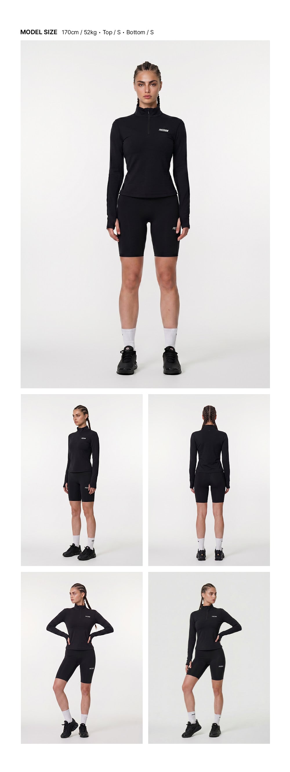 เสื้อออกกำลังกายสำหรับผู้หญิง Half-Zip รุ่น Essential (สีดำ)
