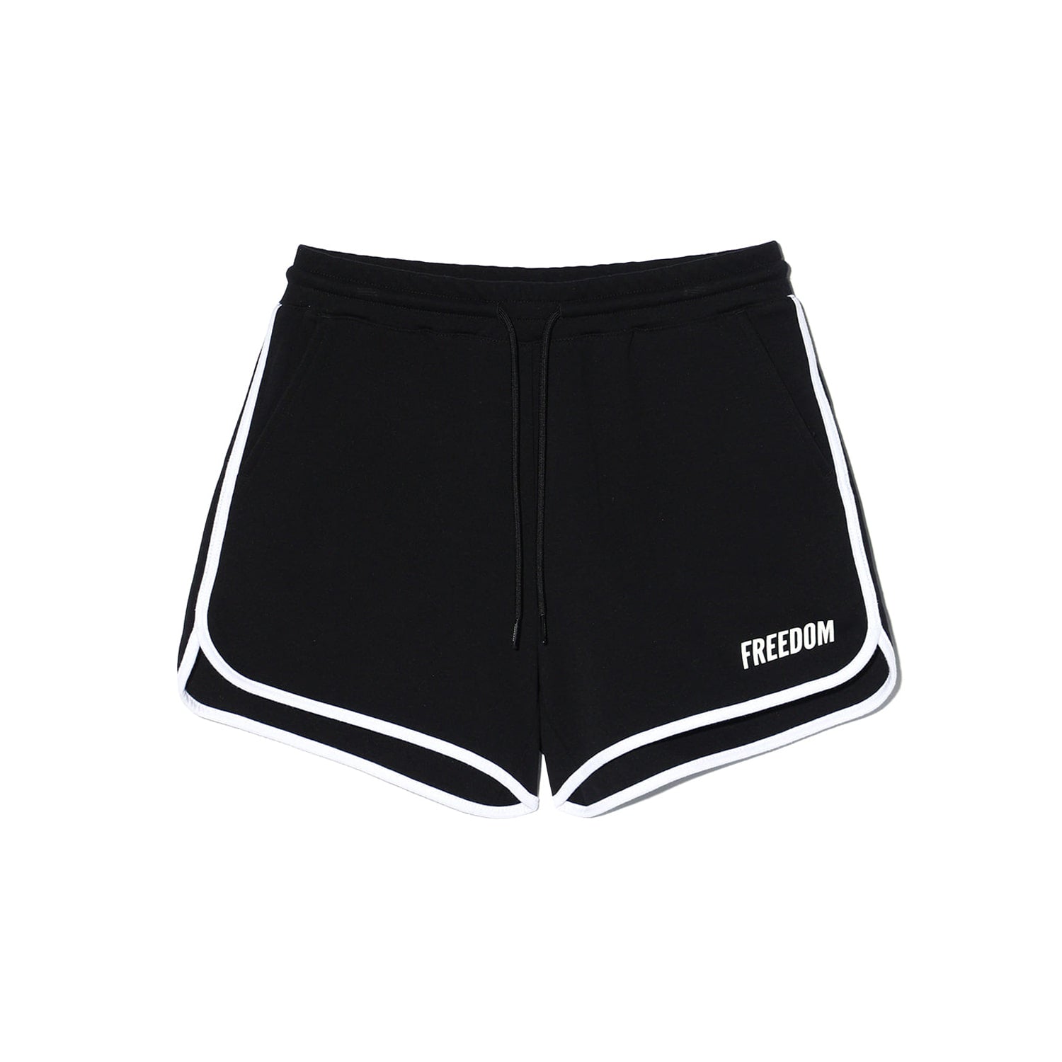 กางเกงขาสั้นผู้หญิง Dolphin Shorts แต่งโลโก้ (สีดำ)