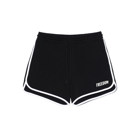 กางเกงขาสั้นผู้หญิง Dolphin Shorts แต่งโลโก้ (สีดำ)