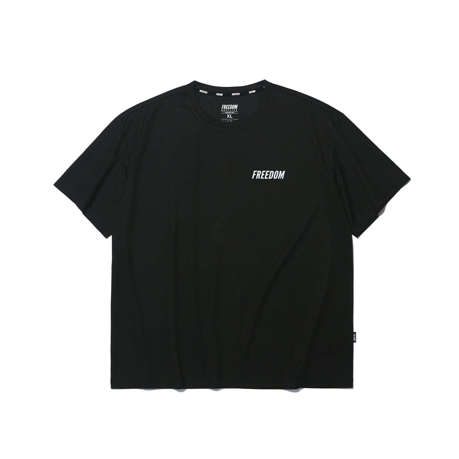 เสื้อยืดทรงโอเวอร์ไซส์เล็กน้อยผ้าตาข่ายระบายอากาศ (สีดำ)