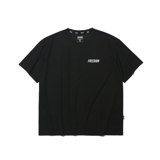 เสื้อยืดทรงโอเวอร์ไซส์เล็กน้อยผ้าตาข่ายระบายอากาศ (สีดำ)
