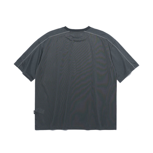 เสื้อยืดคอกลมผ้าตาข่ายสำหรับใส่เล่นกีฬา (สีกรม)