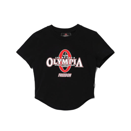เสื้อยืดครอป Big Logo Olympia สำหรับผู้หญิง (สีดำ)