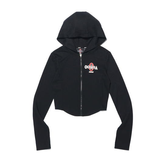 เสื้อฮู้ดซิปผู้หญิงโอลิมเปียรุ่นสลิม (สีดำ)