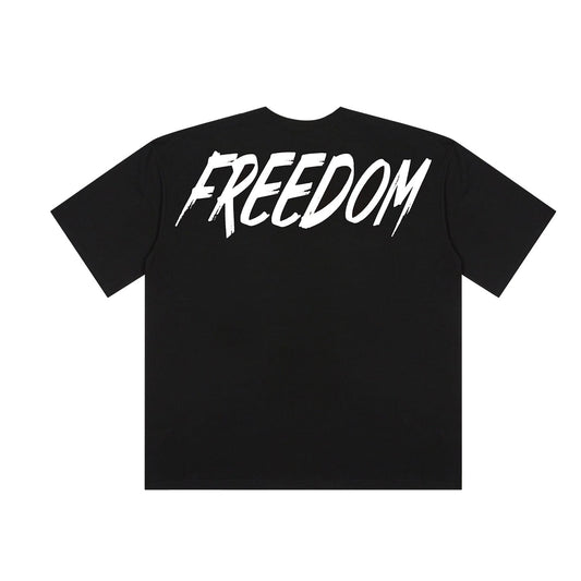 เสื้อยืด FREEDOM Over Fit พิมพ์ลายด้านหลัง (สีดำ)
