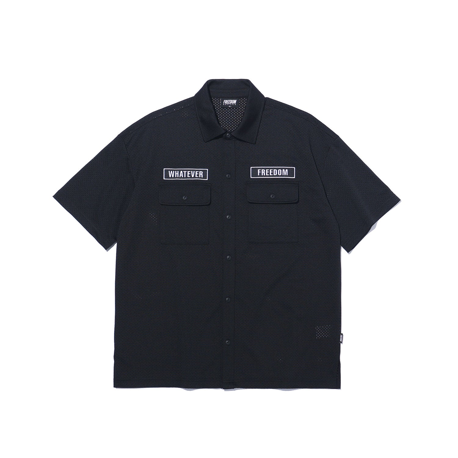 เสื้อเชิ้ตแขนสั้น Wappen Mesh (สีดำ)