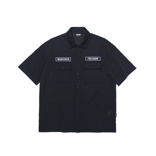 เสื้อเชิ้ตแขนสั้น Wappen Mesh (สีดำ)