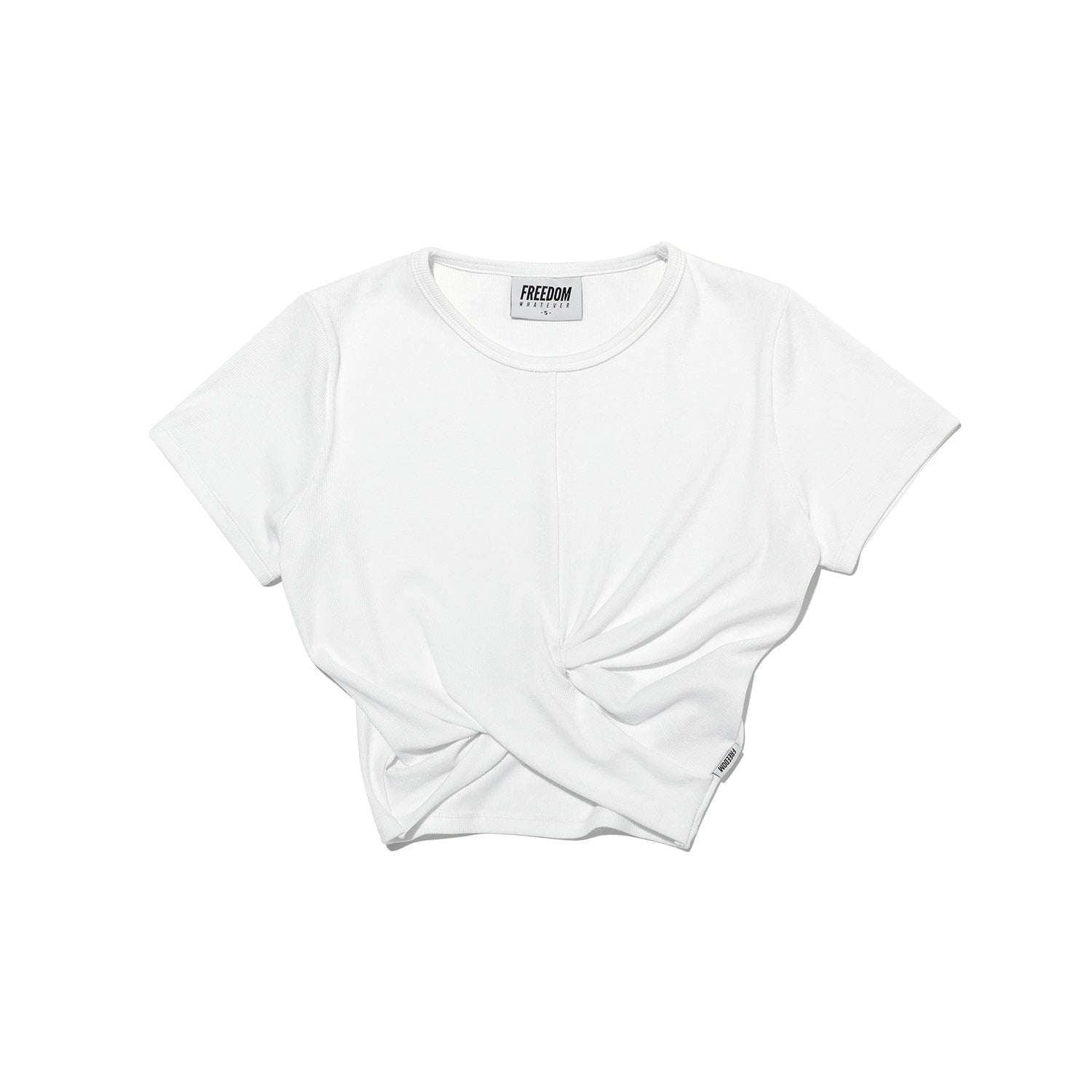 เสื้อครอปแขนสั้นผ้าถักลายริบนัว (สีขาว)