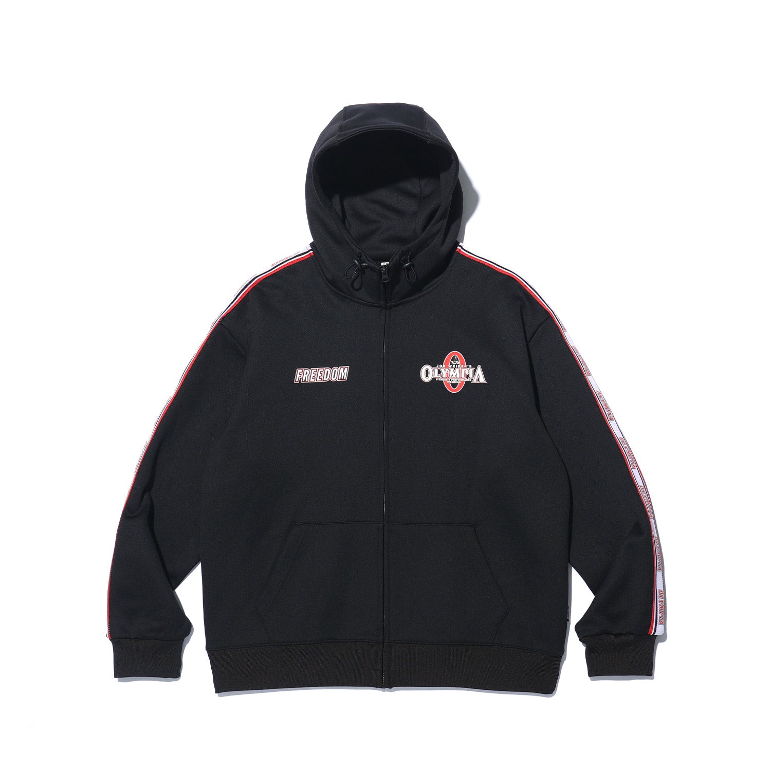 เสื้อฮู้ดซิปปักนูน Olympia Lettering (สีดำ)