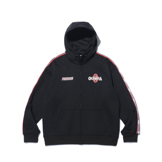 เสื้อฮู้ดซิปปักนูน Olympia Lettering (สีดำ)