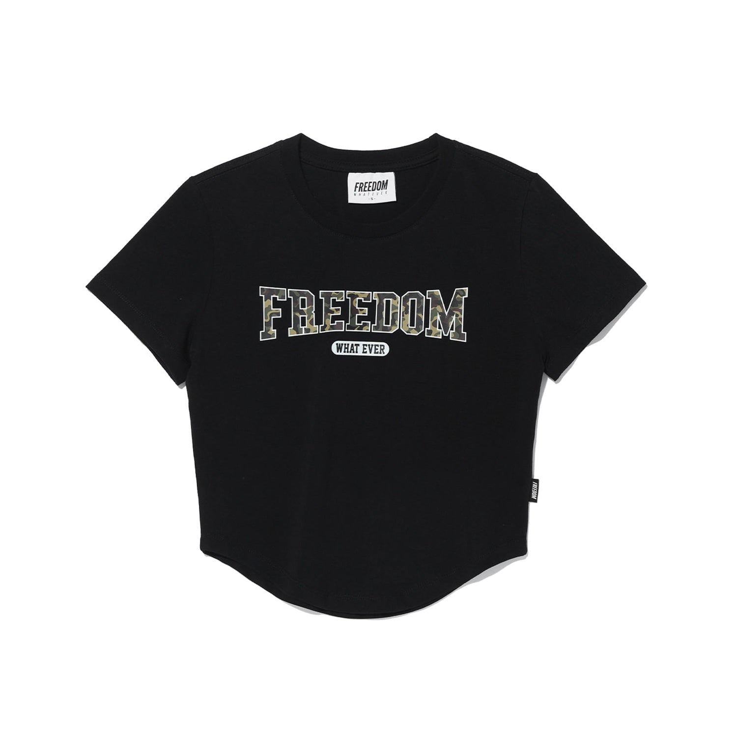 เสื้อครอปพิมพ์โลโก้ Freedom Camo (สีดำ)