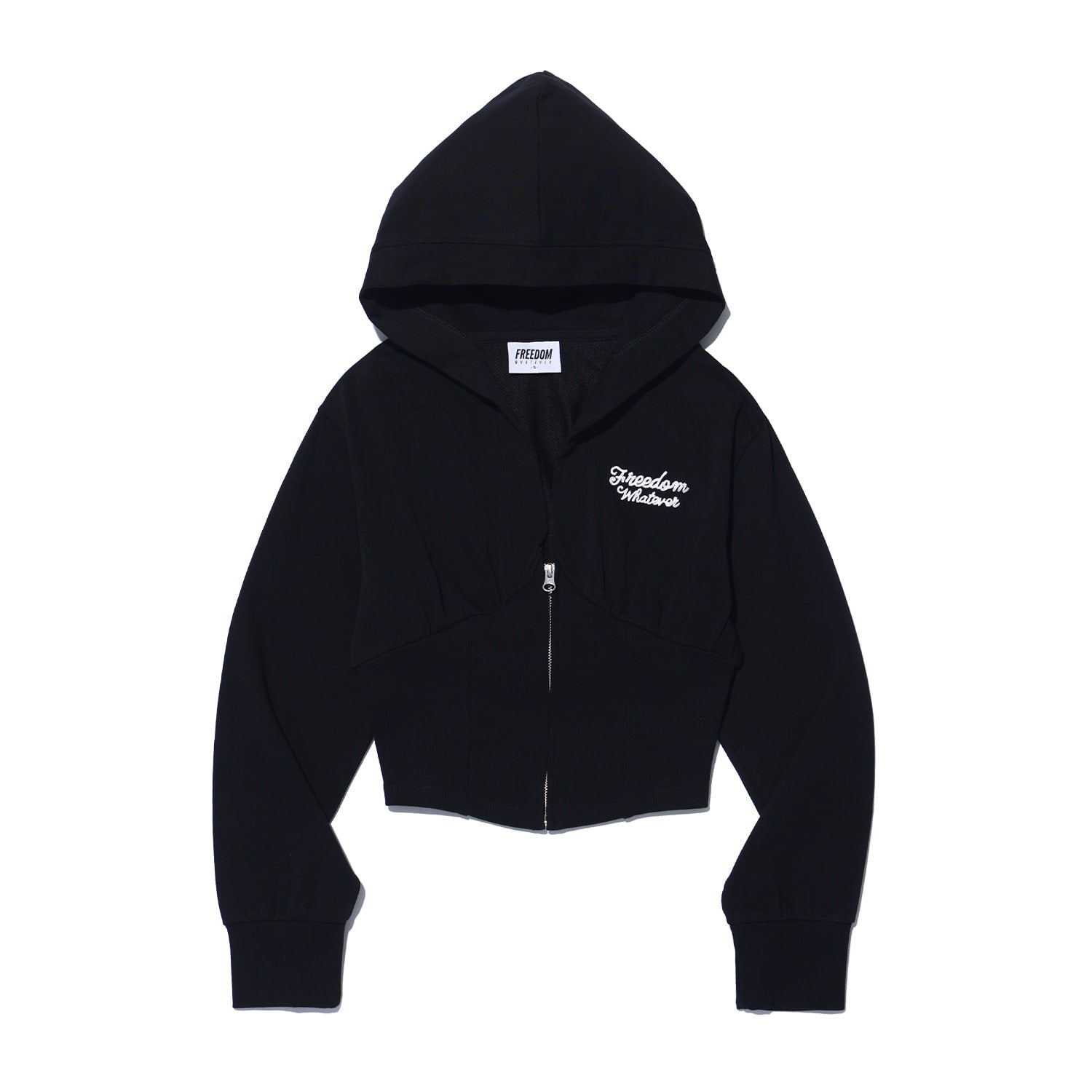 เสื้อฮู้ดซิปอัพคอร์เซ็ตเข้ารูป (สีดำ)