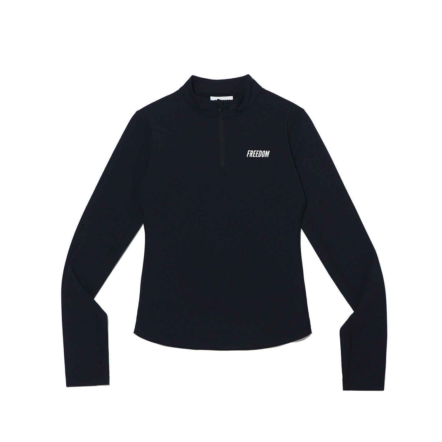เสื้อออกกำลังกายสำหรับผู้หญิง Half-Zip รุ่น Essential (สีดำ)