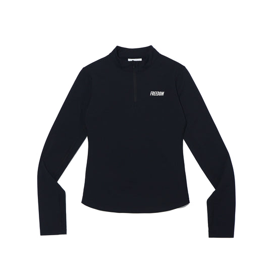 เสื้อออกกำลังกายสำหรับผู้หญิง Half-Zip รุ่น Essential (สีดำ)