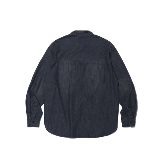 Lettering Washed Denim Shirt (Black)